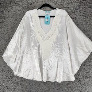 Rodeo Fox Top Womens One Size Plus White Blouse *NWT*